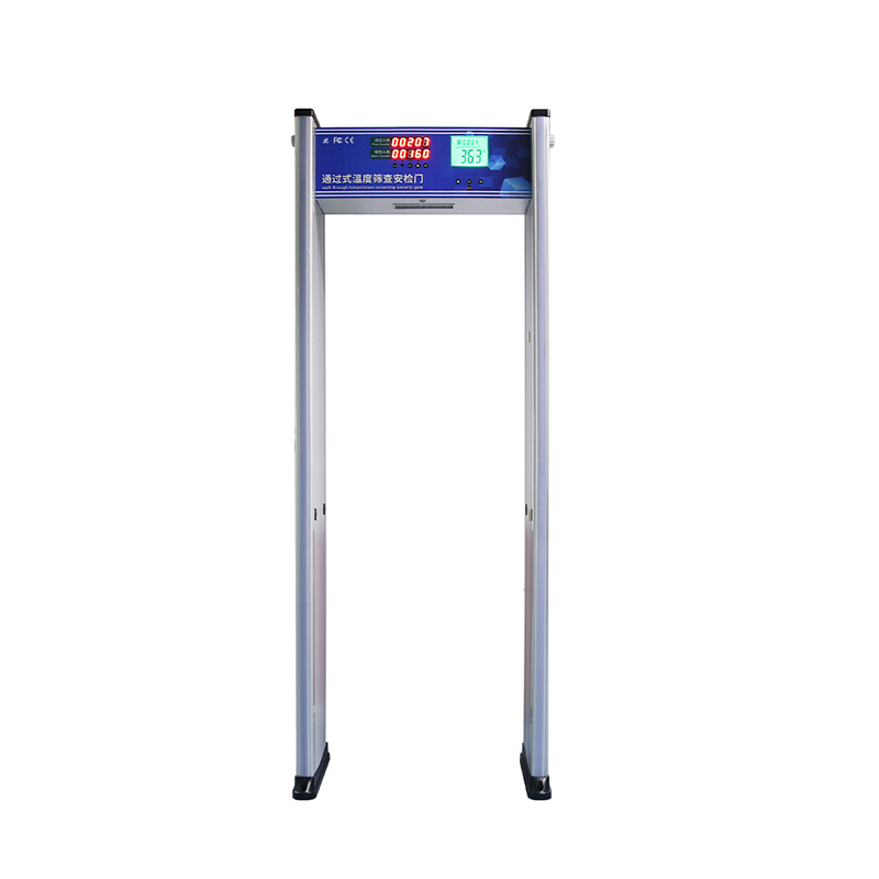 Walk through body temperature scanner with metal detector gate