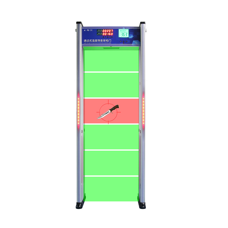 Walk through body temperature scanner with metal detector gate