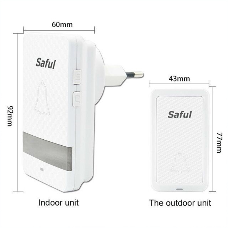 Saful Self-power wireless dingdong doorbell,outdoor unit waterproof