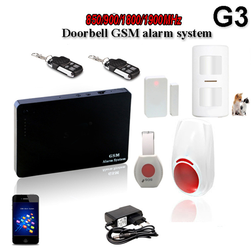 2016 Newest 2g/3g/4g intelligent!! saful G3 GSM quad band wireless doorbell gsm alarm system with smoke detector for fire