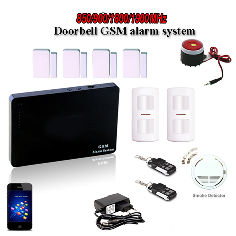 2016 Newest 2g/3g/4g intelligent!! saful G3 GSM quad band wireless doorbell gsm alarm system with smoke detector for fire