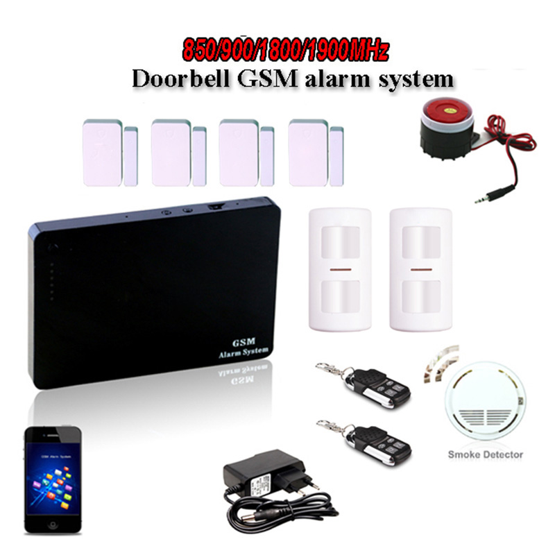 2016 Newest 2g/3g/4g intelligent!! saful G3 GSM quad band wireless doorbell gsm alarm system with smoke detector for fire